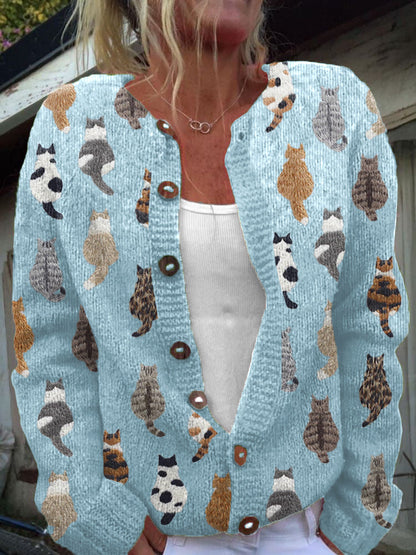 Itziar | Cárdigan con Estampado de Gatos