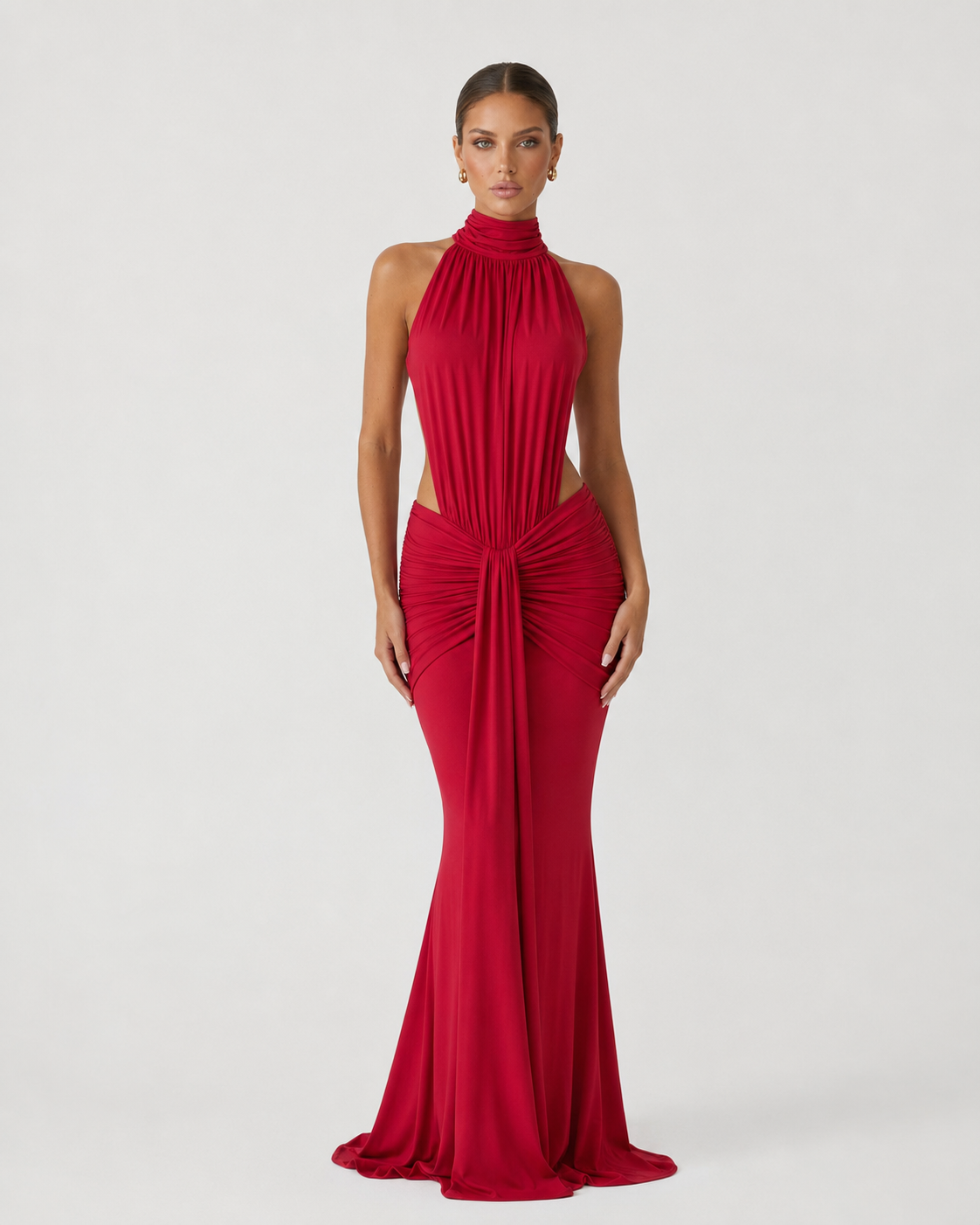 Vega | Vestido Largo Cuello Alto con Espalda Abierta