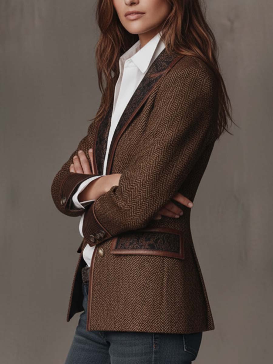 Estela | Blazer de espiga con paneles estampados