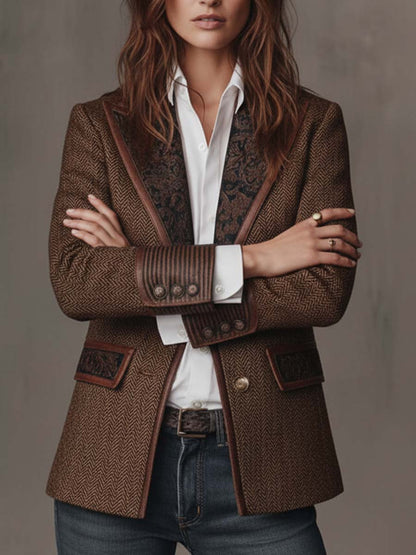 Estela | Blazer de espiga con paneles estampados