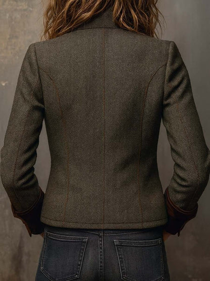 Rebeca | Blazer vintage de espiga con ribetes en contraste