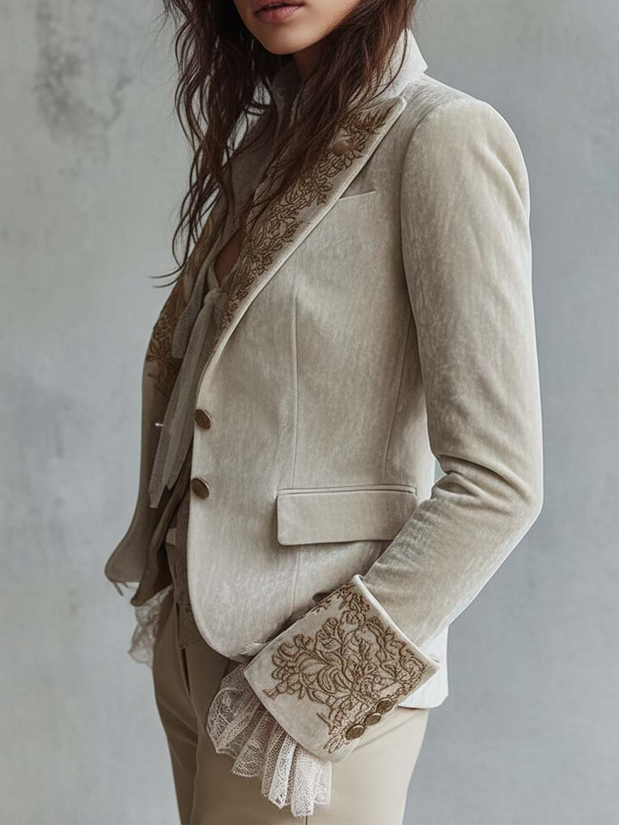 Amalia | Blazer sastre marfil bordado