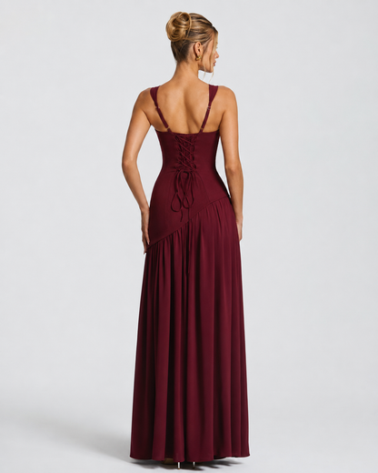 Irene | Vestido Maxi con Pañuelo y Abertura