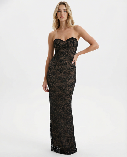 Alicia | Vestido Maxi de Encaje con Mangas Desmontables