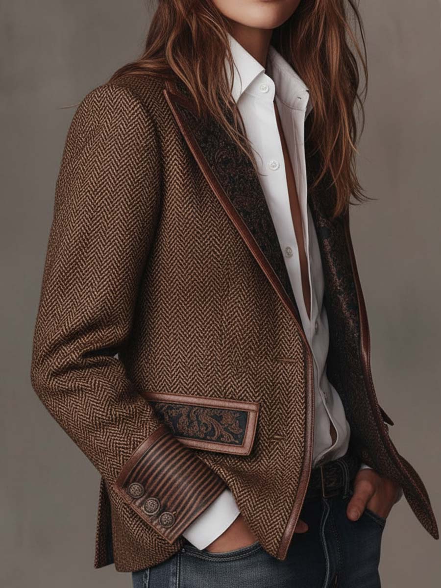 Estela | Blazer de espiga con paneles estampados