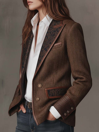 Estela | Blazer de espiga con paneles estampados