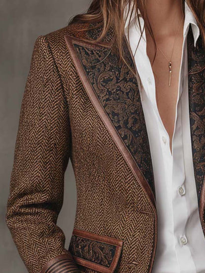 Estela | Blazer de espiga con paneles estampados