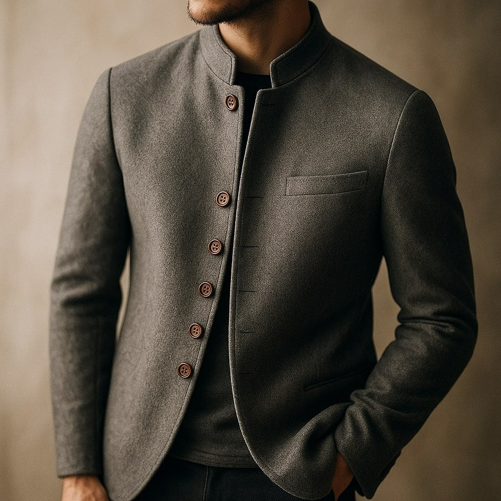 Alberto | Chaqueta de lana con cuello mao