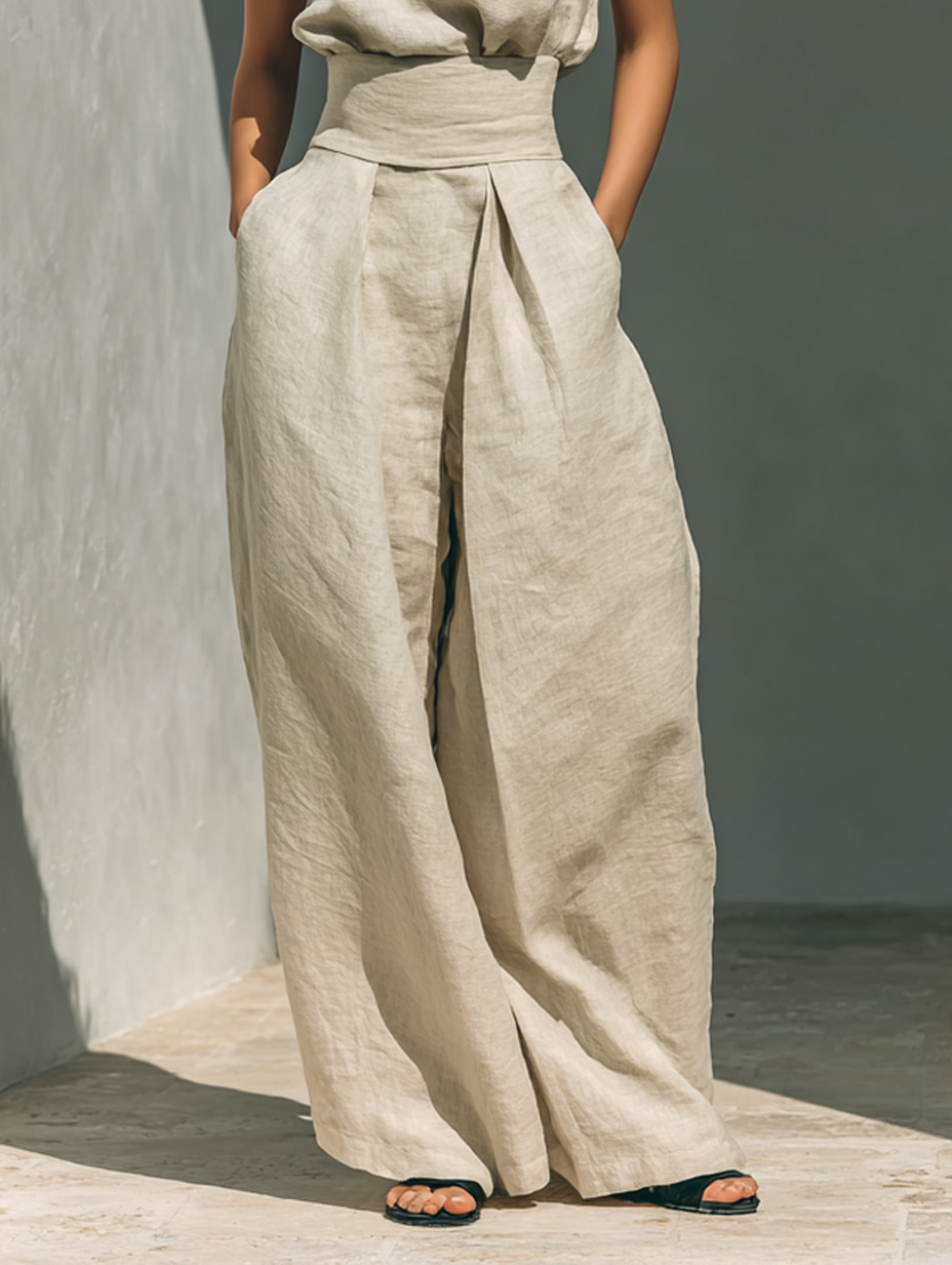 Trinidad | Conjunto minimalista con blusa sin mangas y pantalón ancho