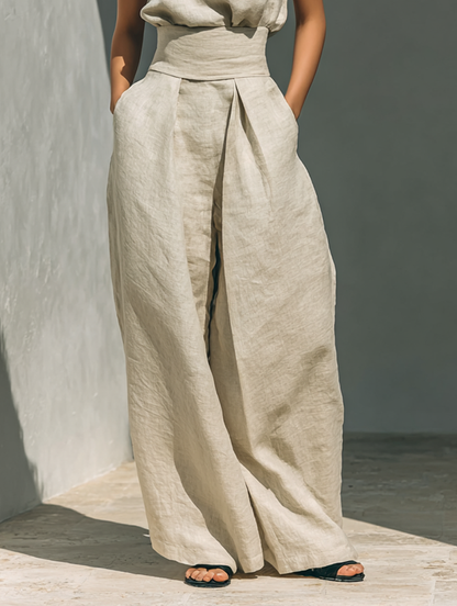 Trinidad | Conjunto minimalista con blusa sin mangas y pantalón ancho