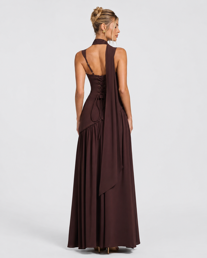 Irene | Vestido Maxi con Pañuelo y Abertura