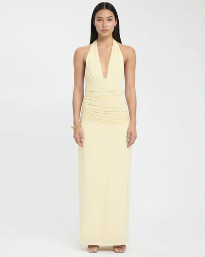 Lorena | Vestido Maxi Halter con Espalda Abierta