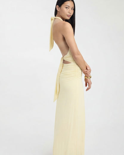 Lorena | Vestido Maxi Halter con Espalda Abierta