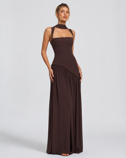 Irene | Vestido Maxi con Pañuelo y Abertura