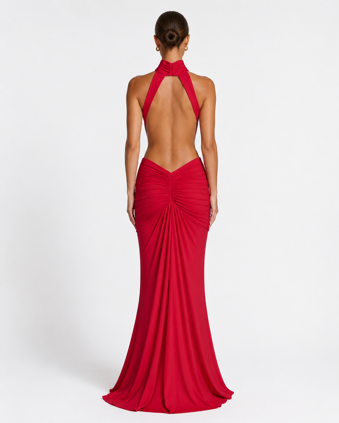 Vega | Vestido Largo Cuello Alto con Espalda Abierta