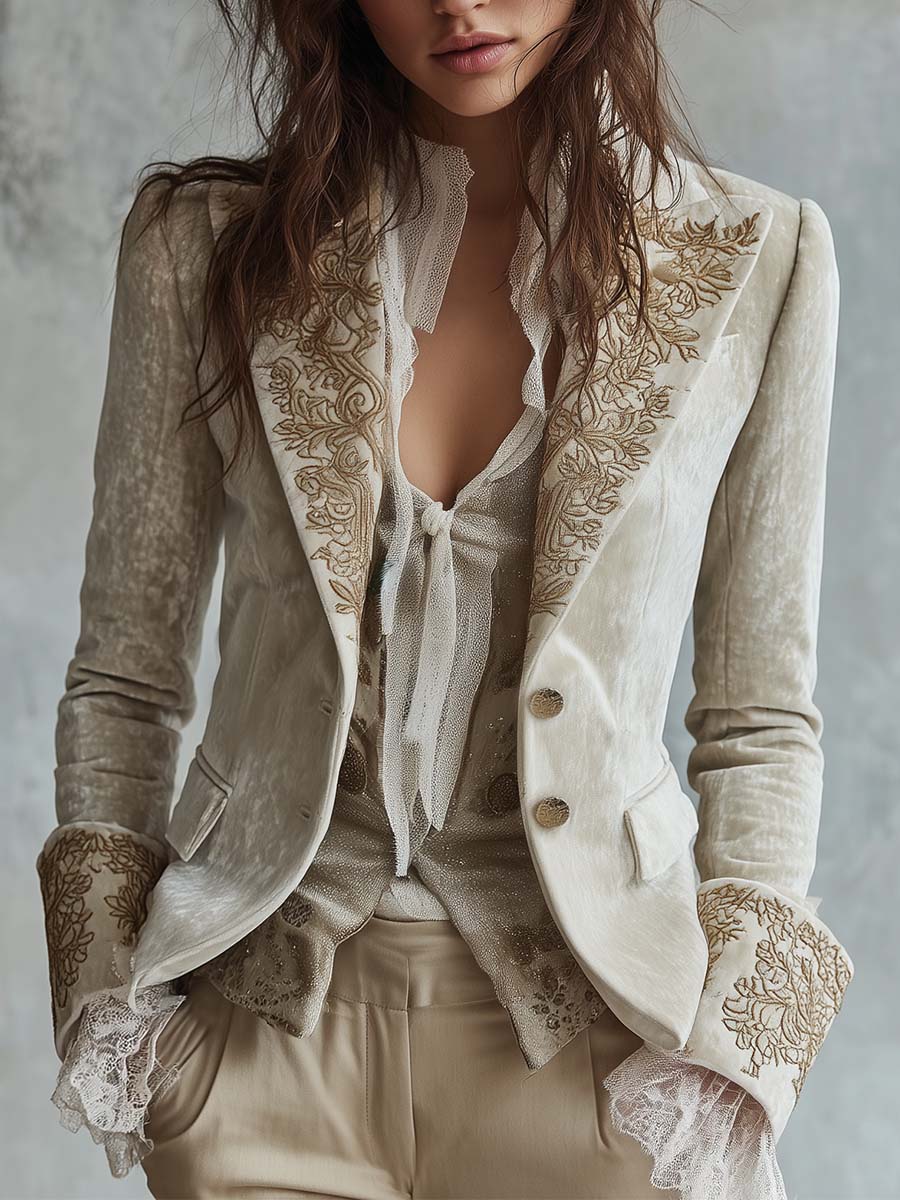 Amalia | Blazer sastre marfil bordado