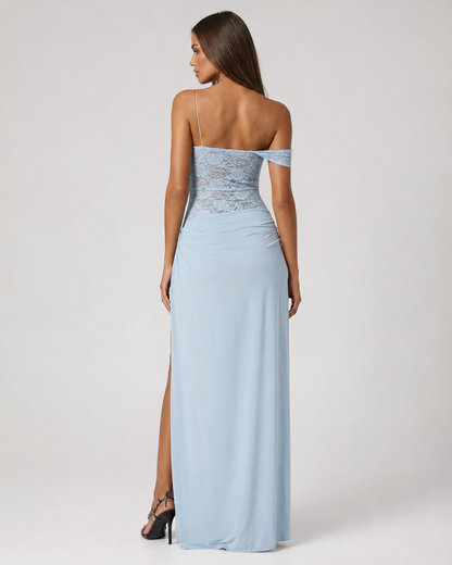Eva | Vestido Maxi de Encaje Asimétrico