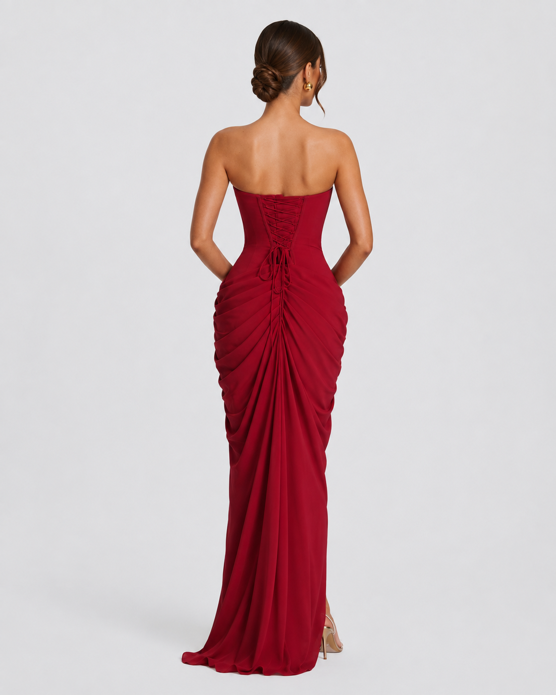 Elena | Vestido Maxi Drapeado con Corsé