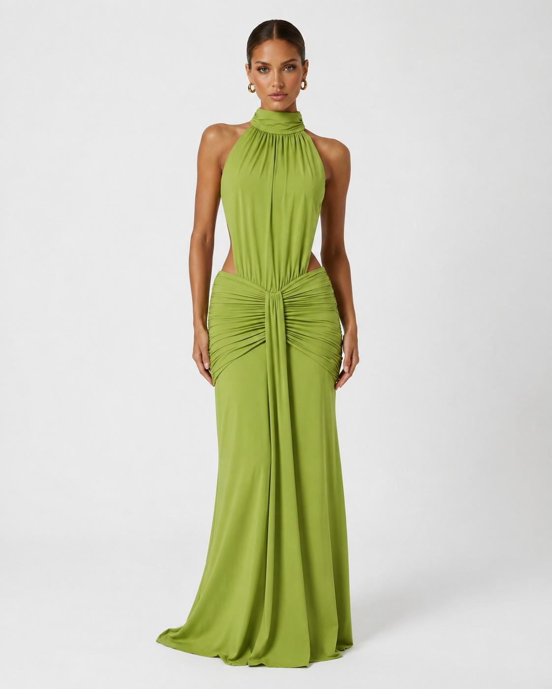 Vega | Vestido Largo Cuello Alto con Espalda Abierta