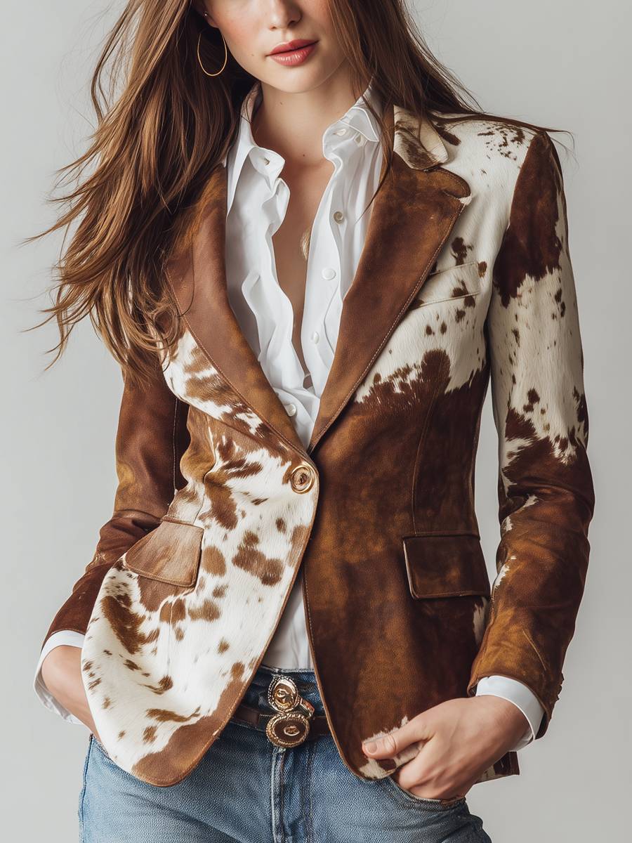 Lidia | Blazer vintage con estampado de vaca