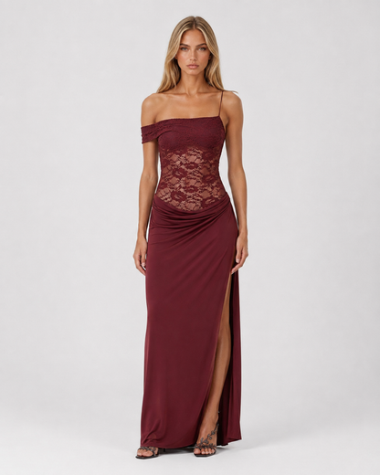 Eva | Vestido Maxi de Encaje Asimétrico