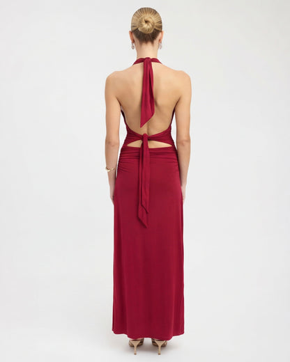 Lorena | Vestido Maxi Halter con Espalda Abierta