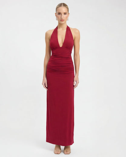 Lorena | Vestido Maxi Halter con Espalda Abierta