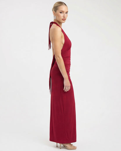 Lorena | Vestido Maxi Halter con Espalda Abierta