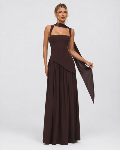 Irene | Vestido Maxi con Pañuelo y Abertura
