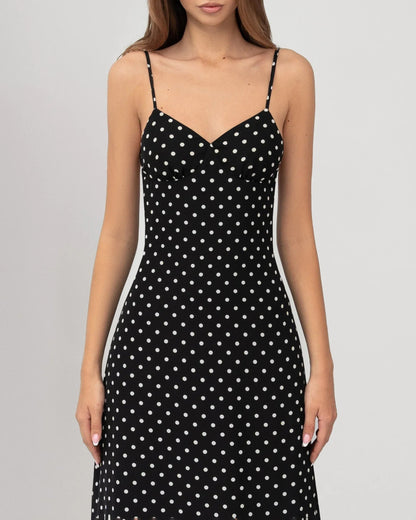 Silvia | Vestido Maxi de Lunares con Pañuelo
