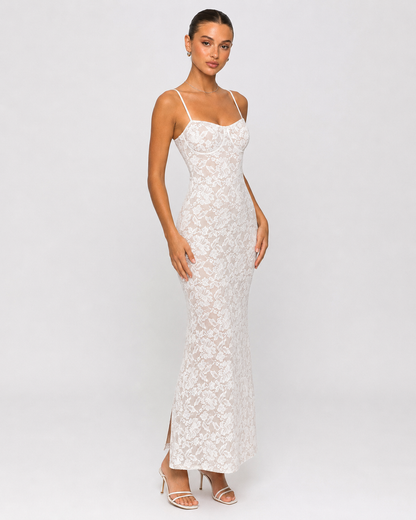 Blanca | Vestido Maxi de Encaje Floral