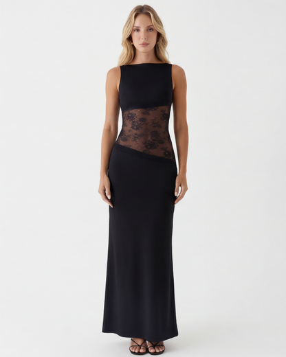 Julia | Vestido Maxi Cuello Alto con Encaje