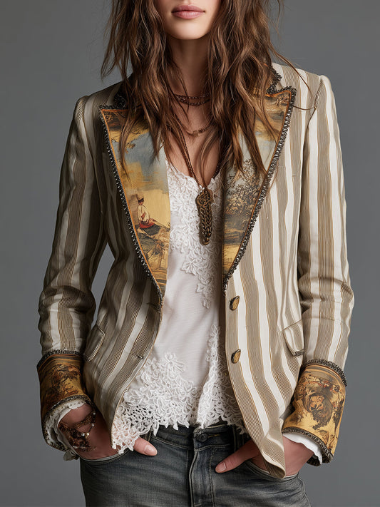 Adriana | Blazer de rayas bohemias con solapas