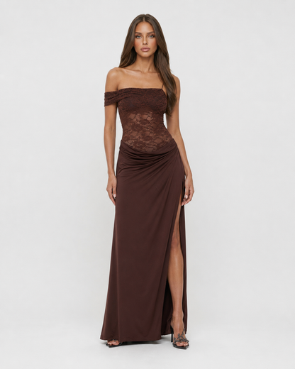 Eva | Vestido Maxi de Encaje Asimétrico