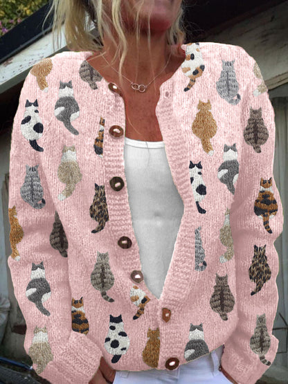Itziar | Cárdigan con Estampado de Gatos