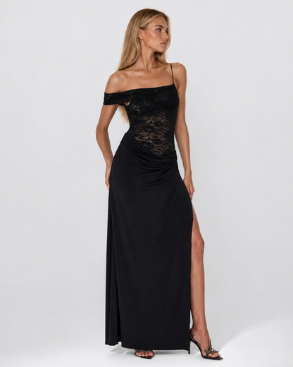 Eva | Vestido Maxi de Encaje Asimétrico