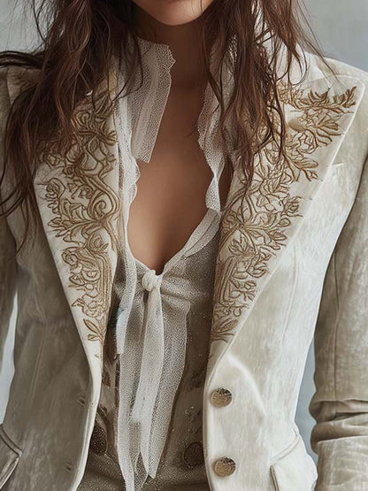 Amalia | Blazer sastre marfil bordado