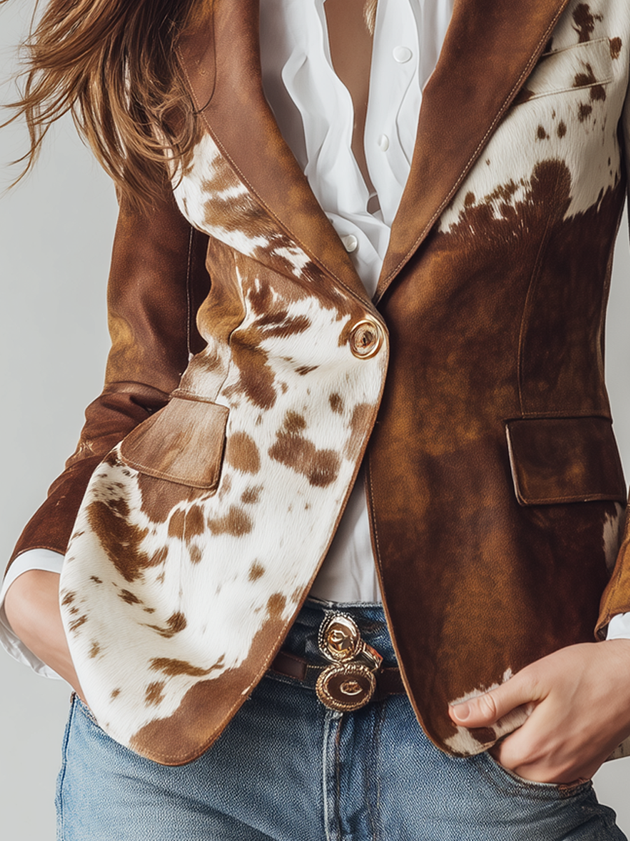 Lidia | Blazer vintage con estampado de vaca