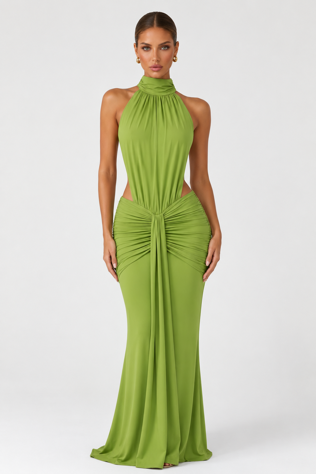 Vega | Vestido Largo Cuello Alto con Espalda Abierta