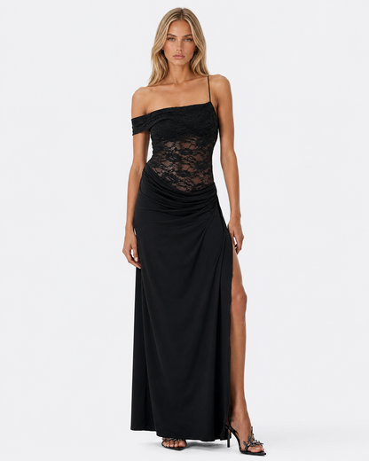 Eva | Vestido Maxi de Encaje Asimétrico