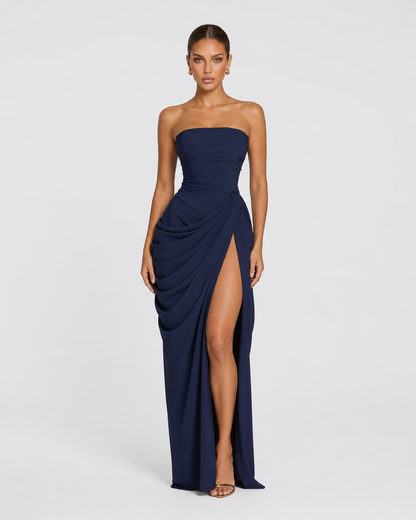 Elena | Vestido Maxi Drapeado con Corsé