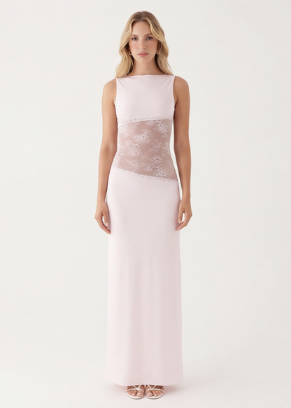 Julia | Vestido Maxi Cuello Alto con Encaje