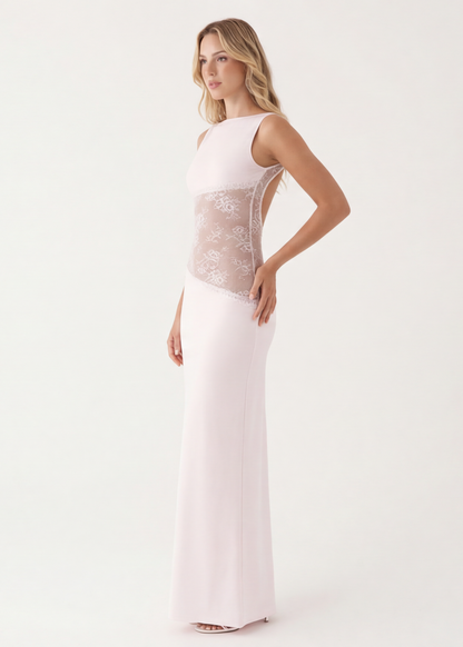 Julia | Vestido Maxi Cuello Alto con Encaje