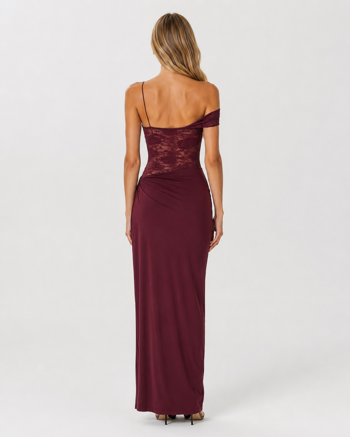 Eva | Vestido Maxi de Encaje Asimétrico