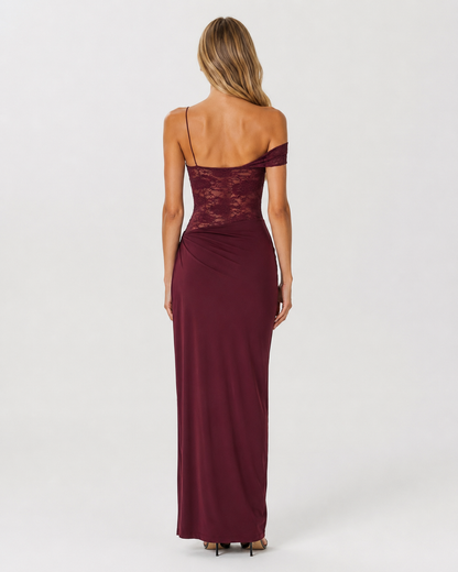 Eva | Vestido Maxi de Encaje Asimétrico