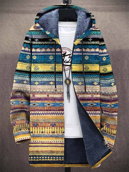 Marina | Cárdigan con estampado artesanal y capucha