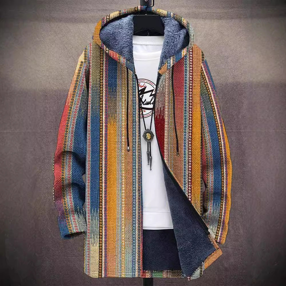 Marina | Cárdigan con estampado artesanal y capucha