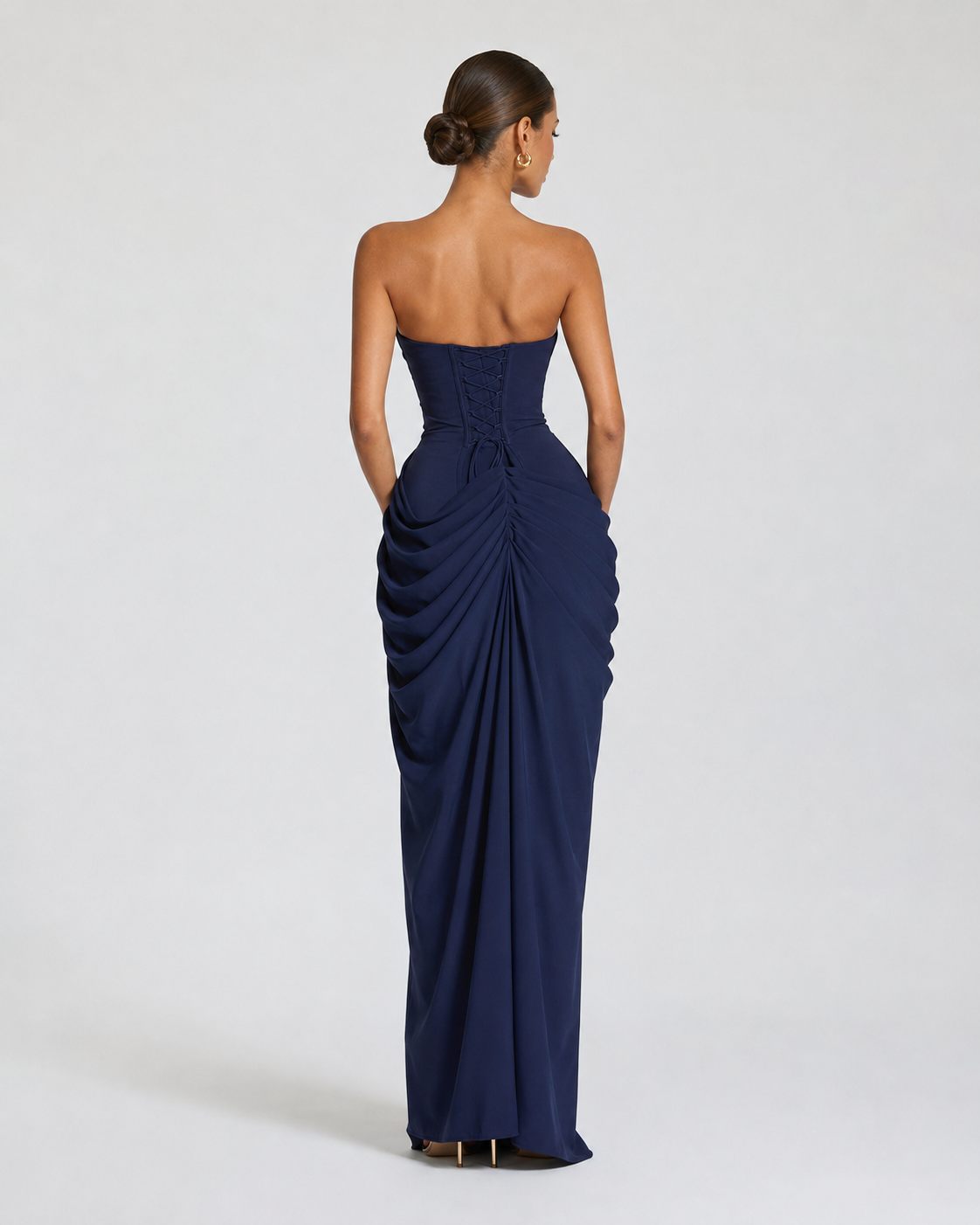 Elena | Vestido Maxi Drapeado con Corsé