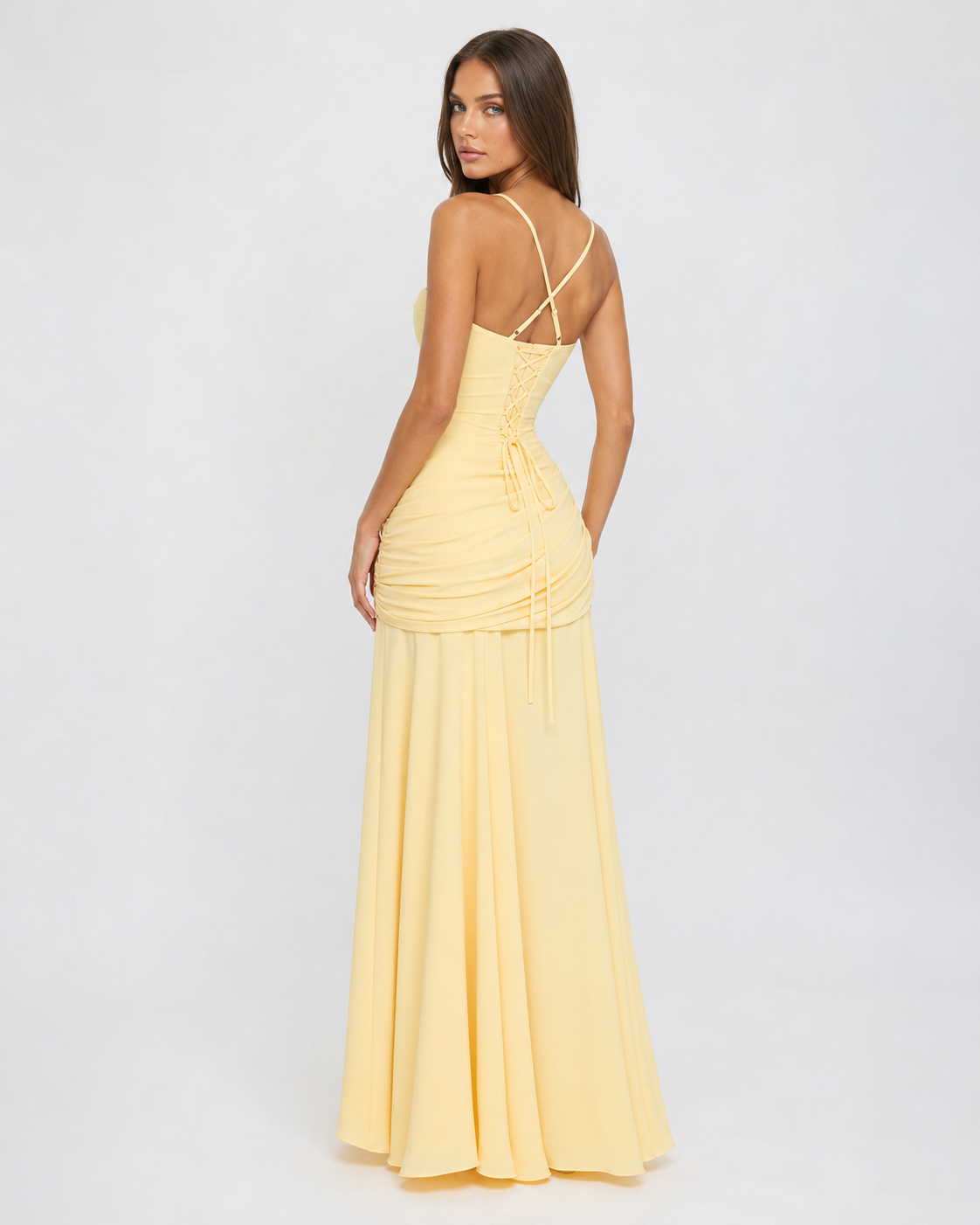 Sara | Vestido Maxi Escote Cuadrado Drapeado