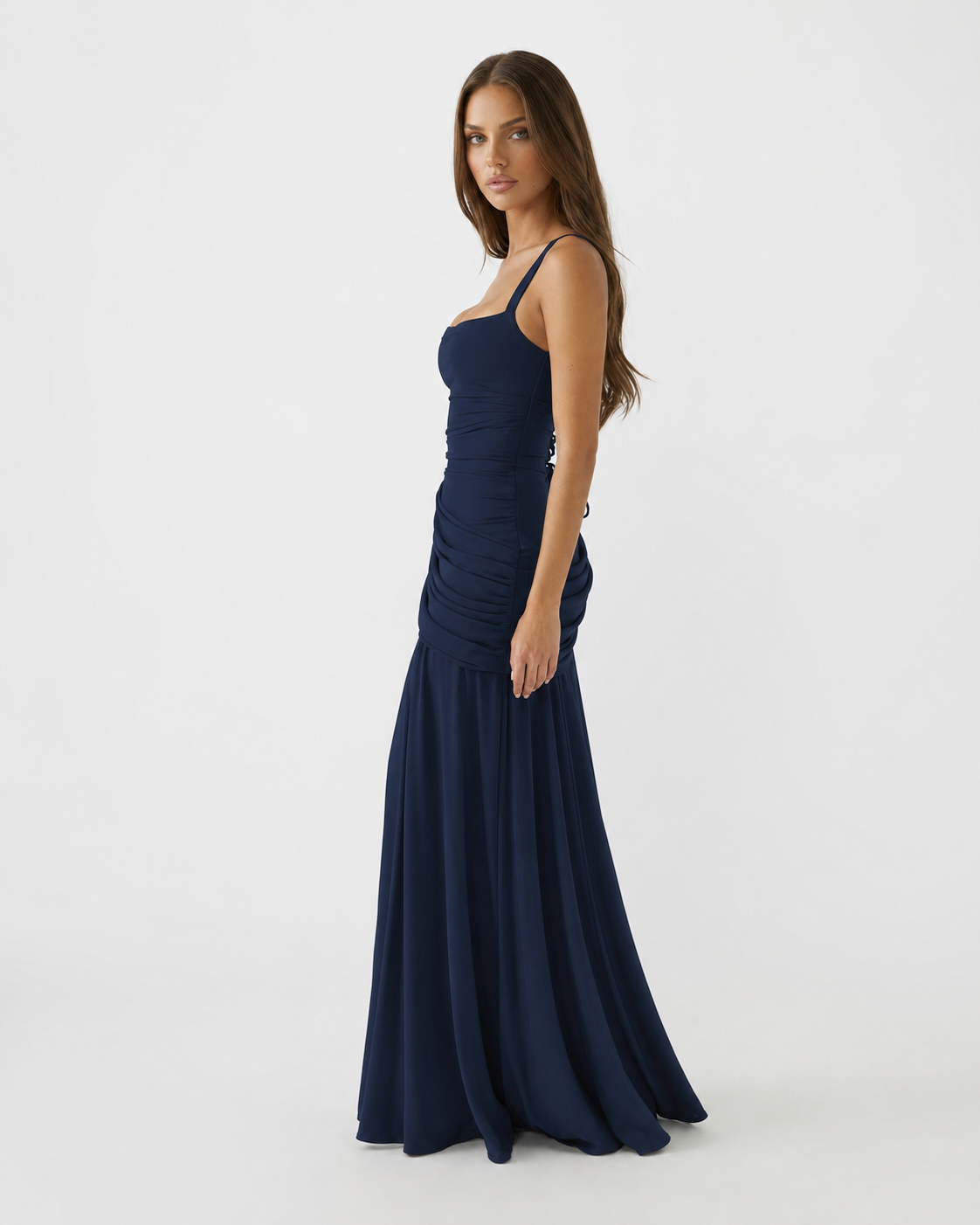 Sara | Vestido Maxi Escote Cuadrado Drapeado